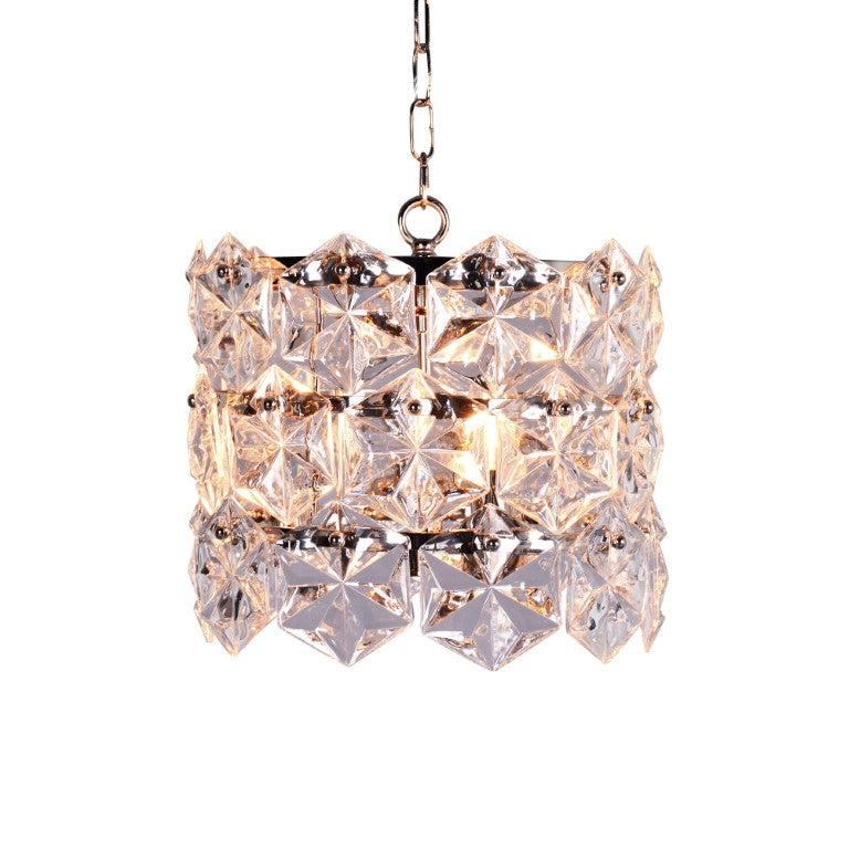 Zentique Crystal Pendant Chandelier with Iron Frame and Glass Crystals for Elegant Ambient Lighting in Homes W12.5 x H14.25 x D12.5 ZD6408-3N