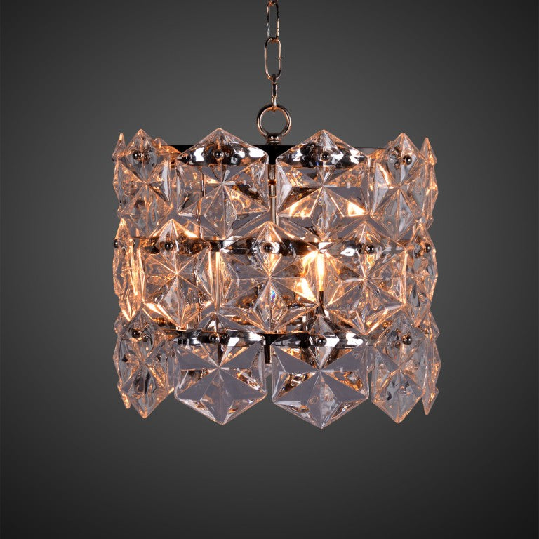 Zentique Crystal Pendant Chandelier with Iron Frame and Glass Crystals for Elegant Ambient Lighting in Homes W12.5 x H14.25 x D12.5 ZD6408-3N