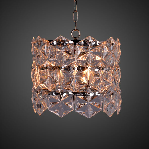 Zentique Crystal Pendant Chandelier with Iron Frame and Glass Crystals for Elegant Ambient Lighting in Homes W12.5 x H14.25 x D12.5 ZD6408-3N