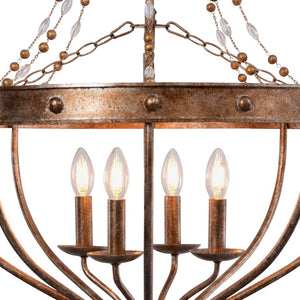 Zentique Beaded Empire Chandelier with Glass Beads & Iron Frame — Elegant Empire Silhouette, Luxe Dining Focal Point ZD6449-4OBS