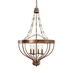Zentique Beaded Empire Chandelier with Glass Beads & Iron Frame — Elegant Empire Silhouette, Luxe Dining Focal Point ZD6449-4OBS