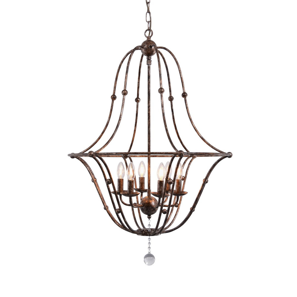 Zentique Rustic Metal Chandelier - Exquisite Iron Lighting With Distressed Gold Finish & Dazzling Crystals Distressed Gold Leaf,Clear Crystals Iron,Glass Zd6451-6obs