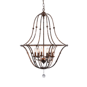 Zentique Rustic Metal Chandelier - Exquisite Iron Lighting With Distressed Gold Finish & Dazzling Crystals Distressed Gold Leaf,Clear Crystals Iron,Glass Zd6451-6obs