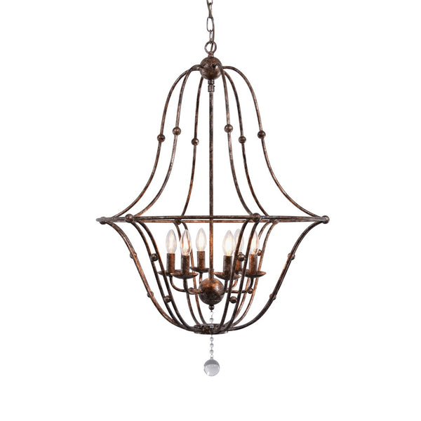 Zentique Rustic Metal Chandelier - Exquisite Iron Lighting With Distressed Gold Finish & Dazzling Crystals Distressed Gold Leaf,Clear Crystals Iron,Glass Zd6451-6obs