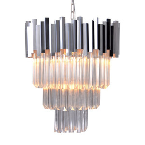 Zentique 4-Tier Crystal Chandelier: Elegant Layered Faceted Crystals on Polished Iron Frame for Dramatic Ambiance ZD6499-4PN