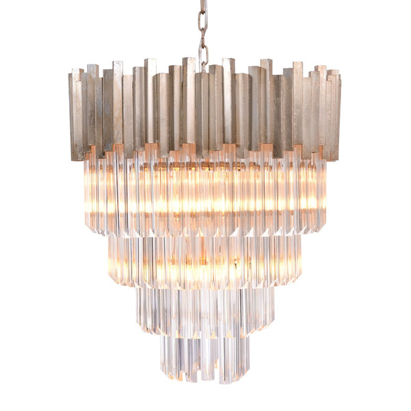 5-Tier Crystal Chandelier Distressed Gold, Clear Glass ZD6499-6OS Zentique