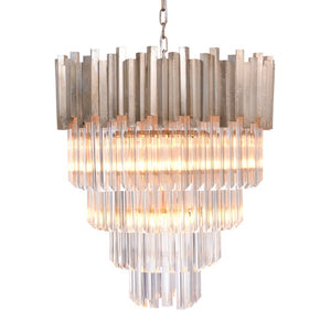 Zentique 5-Tier Crystal Chandelier with Polished Iron Frame, Faceted Glass Crystals for Glamorous Foyer Ambiance ZD6499-6OS