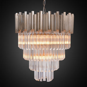 Zentique 5-Tier Crystal Chandelier with Polished Iron Frame, Faceted Glass Crystals for Glamorous Foyer Ambiance ZD6499-6OS