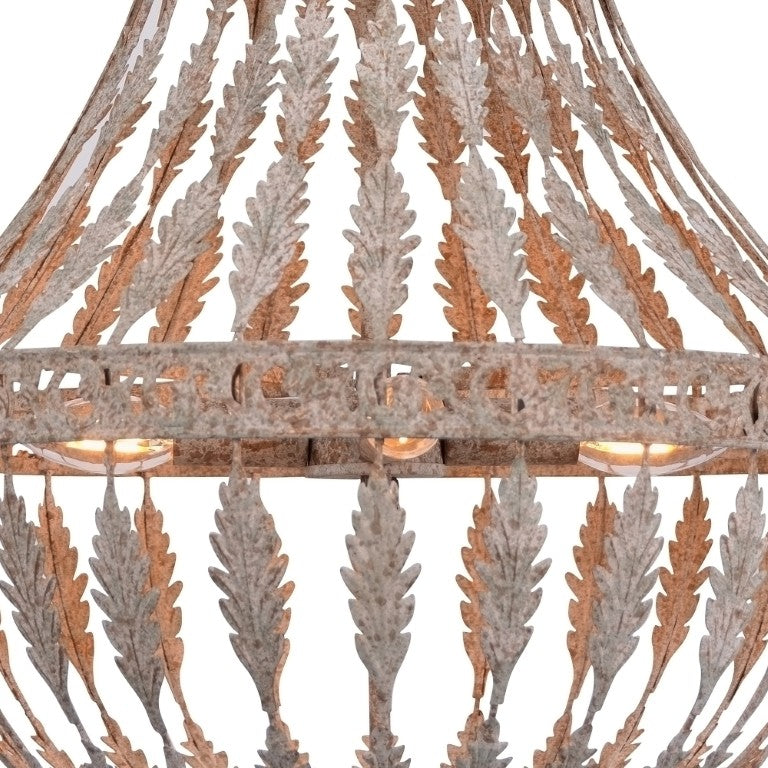 Zentique Rustic Empire Chandelier with Hand-Finished Ironwork, Warm Ambient Light for Farmhouse & Industrial Spaces W18.5 x H29.5 x D18.5 ZD6516-4GCG