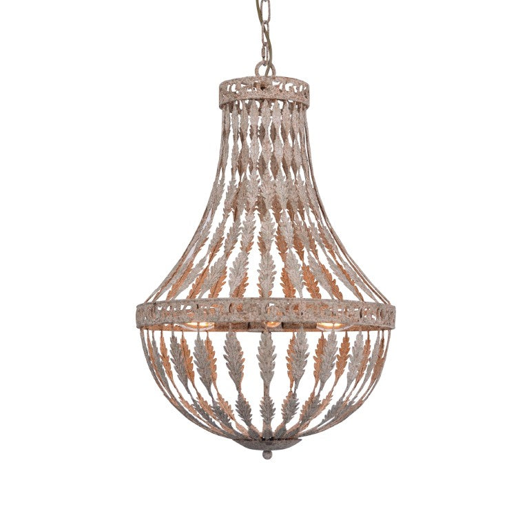 Zentique Rustic Empire Chandelier with Hand-Finished Ironwork, Warm Ambient Light for Farmhouse & Industrial Spaces W18.5 x H29.5 x D18.5 ZD6516-4GCG