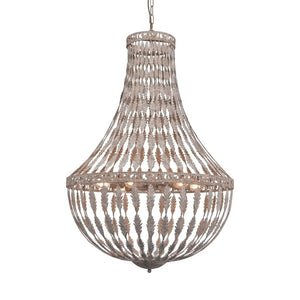 Zentique Rustic Empire Chandelier with Hand-Finished Ironwork, Warm Ambient Light for Farmhouse & Industrial Spaces W28.5 x H41.5 x D28.5 ZD6516-6GCG