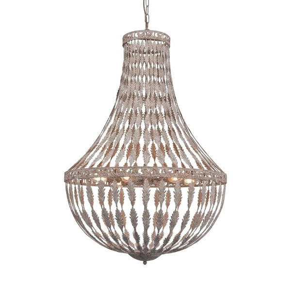 Zentique Rustic Empire Chandelier with Hand-Finished Ironwork, Warm Ambient Light for Farmhouse & Industrial Spaces W28.5 x H41.5 x D28.5 ZD6516-6GCG