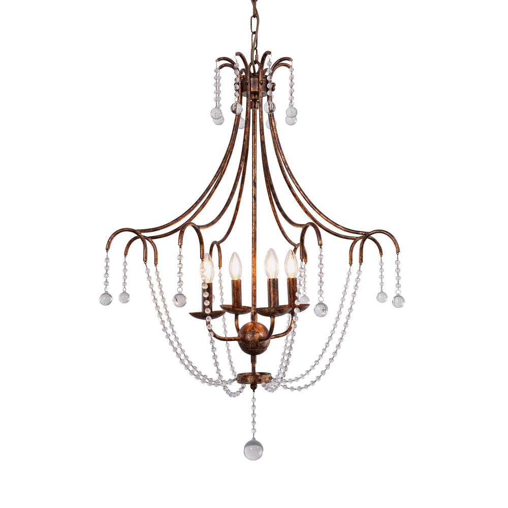 Empire Chandelier Gold Leaf, Clear Glass ZD6552-4OSG Zentique