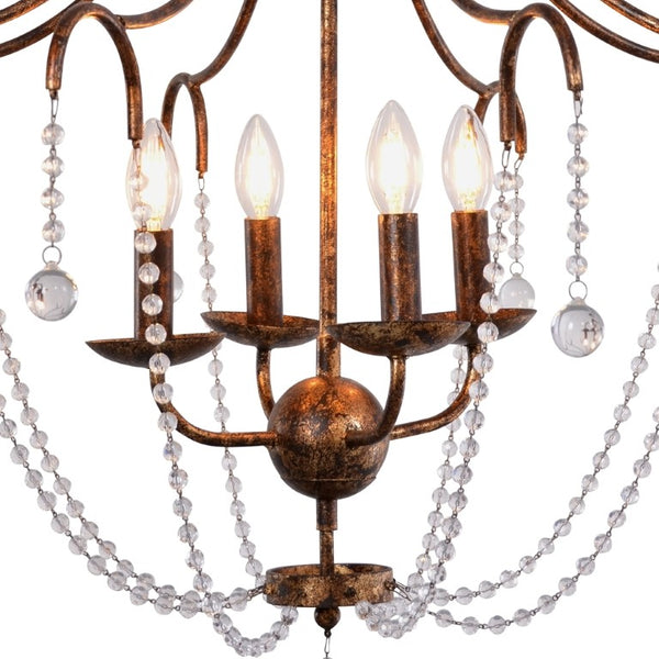 Zentique Empire Chandelier — Hand-Finished Iron & Cut Glass, Classic Empire Silhouette for High-Ceiling Rooms ZD6552-4OSG