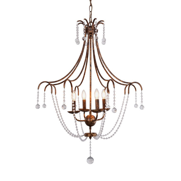 Zentique Empire Chandelier — Hand-Finished Iron & Cut Glass, Classic Empire Silhouette for High-Ceiling Rooms ZD6552-4OSG