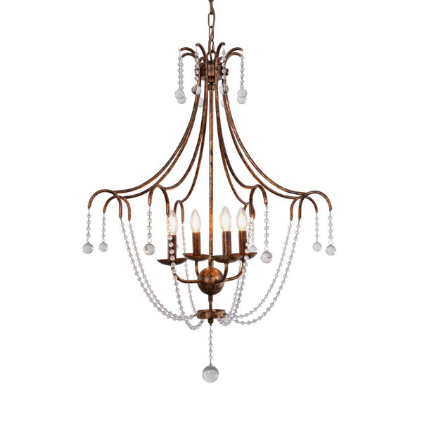 Zentique Empire Chandelier — Hand-Finished Iron & Cut Glass, Classic Empire Silhouette for High-Ceiling Rooms ZD6552-4OSG