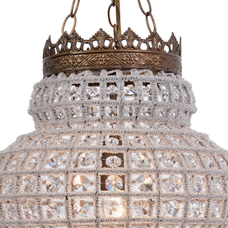 Zentique Crown Pendant Chandelier with Iron Frame and Faceted Crystals, 13.5"x17.5" Elegant Ambient Lighting (97 chars) ZD6577-S1ARS