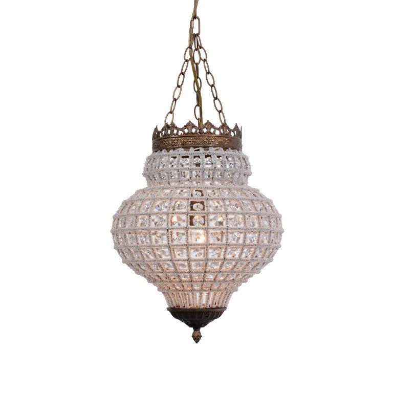 Zentique Crown Pendant Chandelier with Iron Frame and Faceted Crystals, 13.5"x17.5" Elegant Ambient Lighting (97 chars) ZD6577-S1ARS