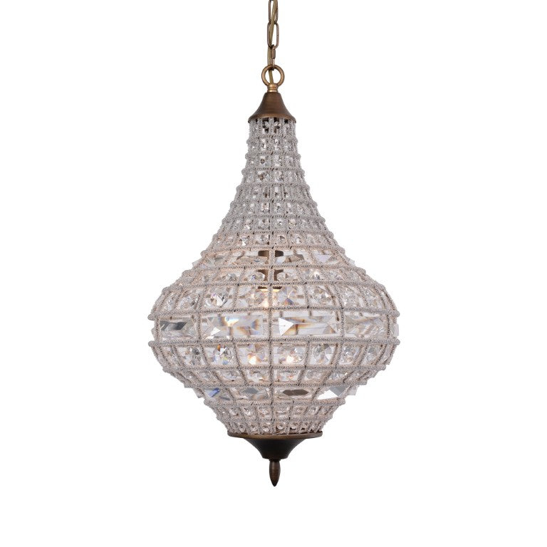 Zentique Teardrop Crystal Pendant Chandelier — Elegant Iron Frame, Multi-Faceted Crystals, Warm Ambient Glow ZD7348-S1ARS