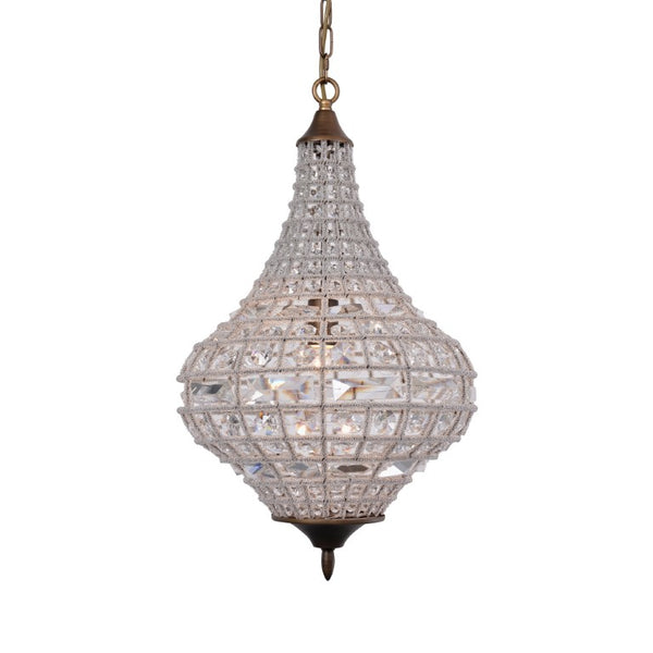 Zentique Teardrop Crystal Pendant Chandelier — Elegant Iron Frame, Multi-Faceted Crystals, Warm Ambient Glow ZD7348-S1ARS