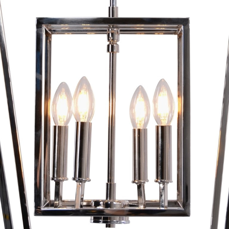 Zentique Geometric Metal Pendant Light with Open-Frame Stainless Steel Design Casting Dramatic Shadow Patterns W29.5 x H20 x D29.5 ZD7376-4N
