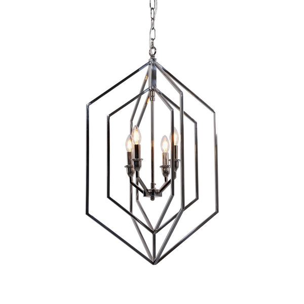 Zentique Geometric Metal Pendant Light – Modern Fixture To Elevate Your Home Décor With Industrial Elegance Chrome Stainless Steel Stainless Steel,Iron Zd7395-4n