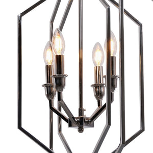 Zentique Geometric Metal Pendant Light with Open-Frame Stainless Steel Design Casting Dramatic Shadow Patterns W20 x H32 x D20 ZD7395-4N