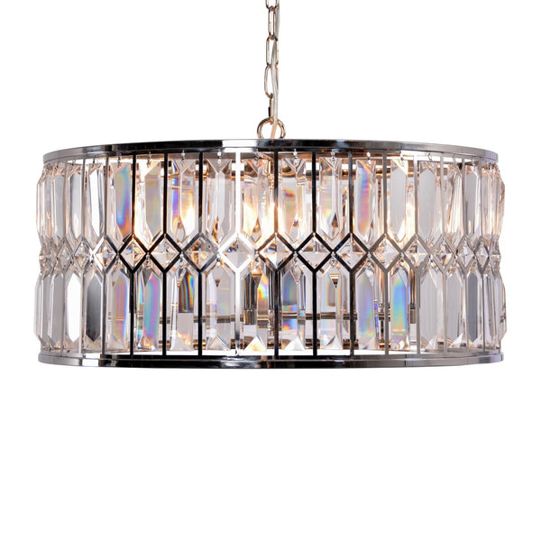 Zentique Crystal Drum Chandelier - Dazzling Modern Lighting With Stainless Steel & Elegant Crystals For Luxury Home Chrome Stainless Steel Stainless Steel,Crystal Zd7398-6n