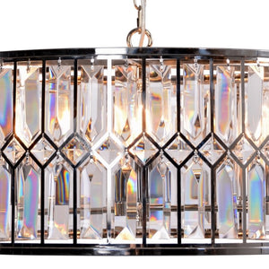 Zentique Crystal Drum Chandelier Polished Stainless Steel with Faceted Crystal Accents for Warm Ambient Glow ZD7398-6N