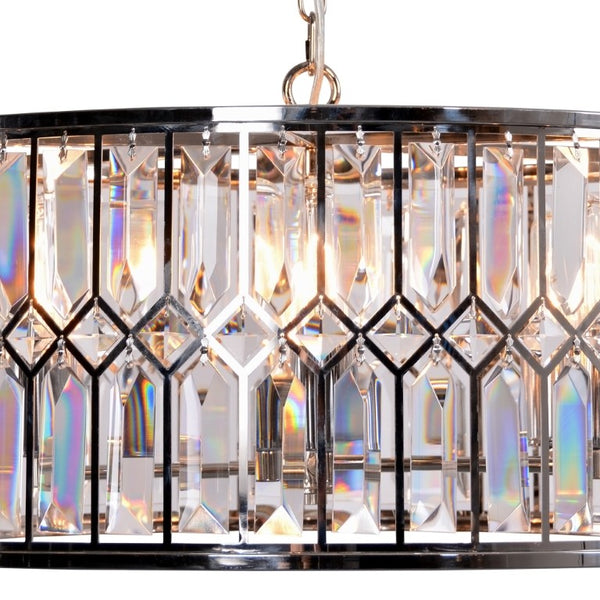 Zentique Crystal Drum Chandelier Polished Stainless Steel with Faceted Crystal Accents for Warm Ambient Glow ZD7398-6N