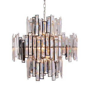 Zentique Abstract Crystal Chandelier - Elegant Modern Lighting With Clear Crystals And Chrome Accents For Home Chrome Stainless Steel,Clear Crystal Stainless Steel,Crystal Zd7399-14n