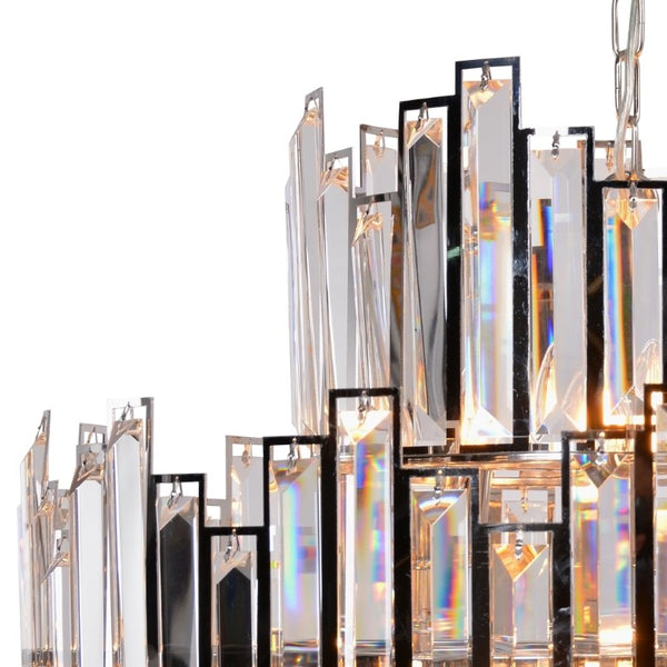 Zentique Abstract Crystal Chandelier Sculptural 27" Stainless Steel with Premium Crystals for Sparkling Ambient Glow ZD7399-14N