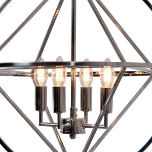 Zentique Geometric Metal Pendant Light with Open-Frame Stainless Steel Design Casting Dramatic Shadow Patterns W22 x H24 x D22 ZD7409-4N