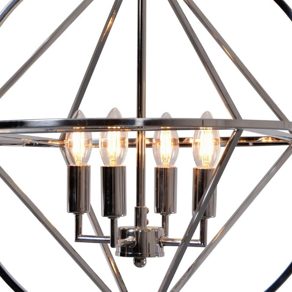 Zentique Geometric Metal Pendant Light with Open-Frame Stainless Steel Design Casting Dramatic Shadow Patterns W22 x H24 x D22 ZD7409-4N