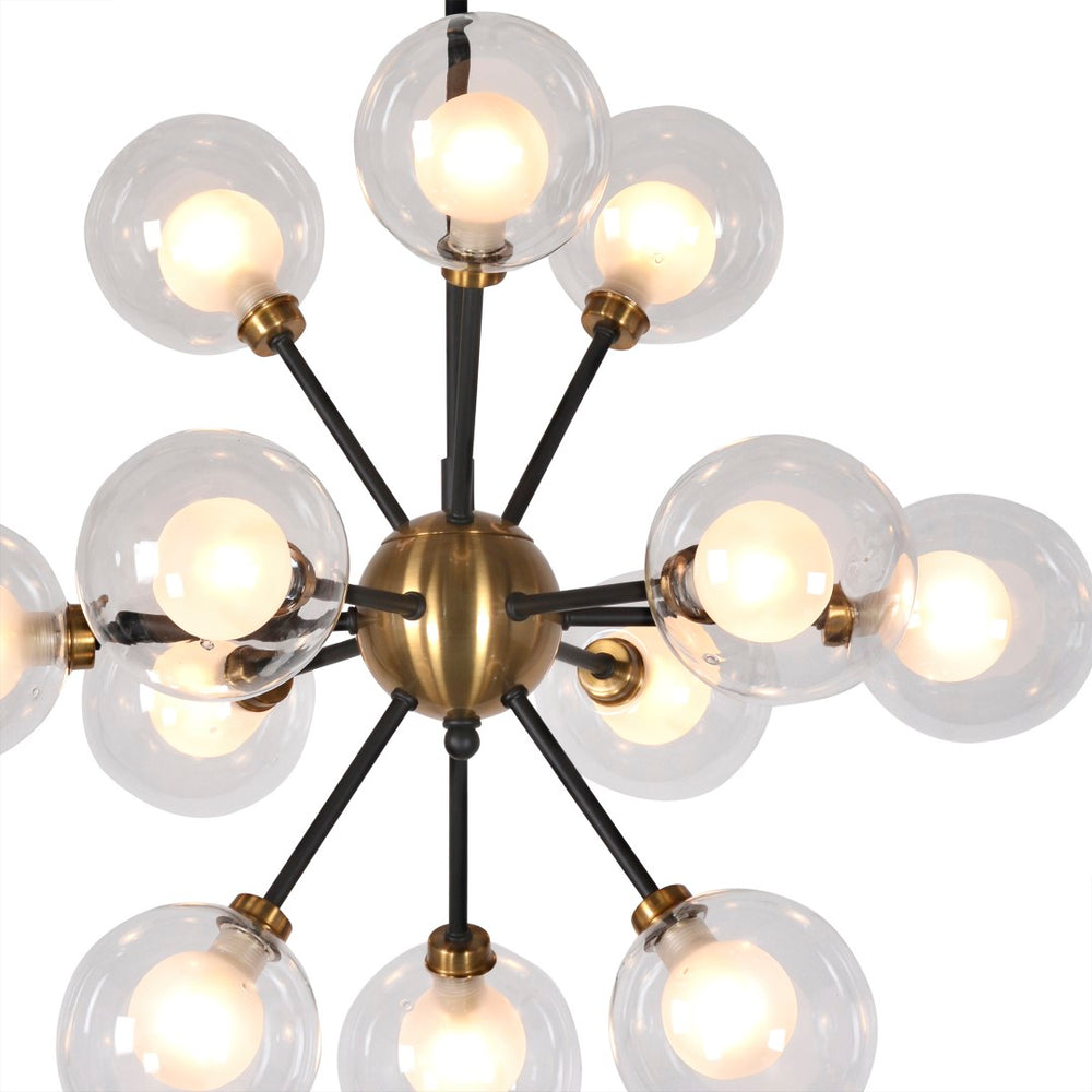 Globe Burst Pendant Light Matte Black, Gold, Clear Glass ZD7584-12BR-MB Zentique