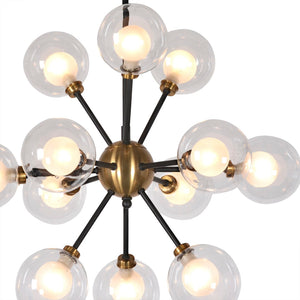 Globe Burst Pendant Light Matte Black, Gold, Clear Glass ZD7584-12BR-MB Zentique