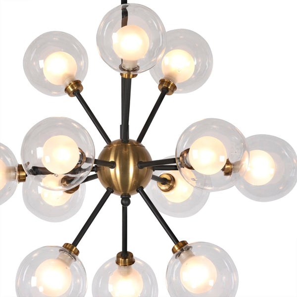 Globe Burst Pendant Light Matte Black, Gold, Clear Glass ZD7584-12BR-MB Zentique