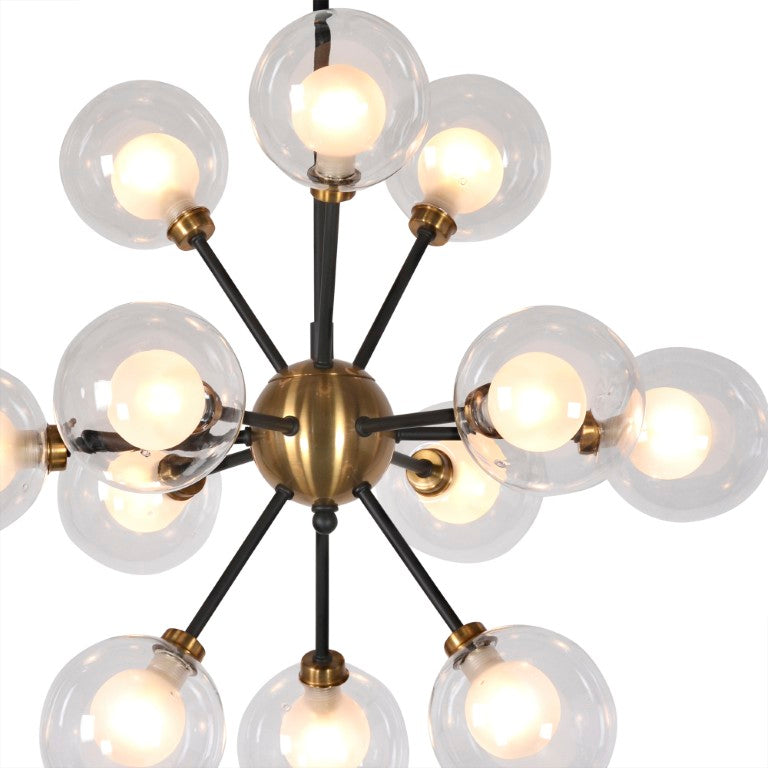 Zentique Globe Burst Pendant Light Fixture with Hand-Blown Glass Globes, Iron Frame, Symmetrical Modern Centerpiece ZD7584-12BR-MB
