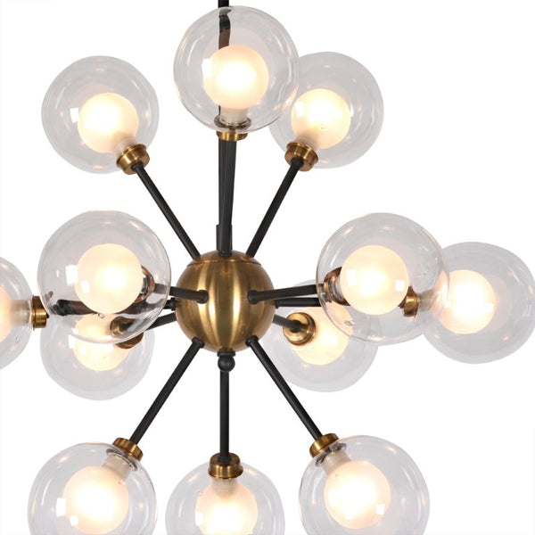 Zentique Globe Burst Pendant Light Fixture with Hand-Blown Glass Globes, Iron Frame, Symmetrical Modern Centerpiece ZD7584-12BR-MB