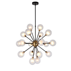Zentique Globe Burst Pendant Light Large sculptural iron & glass chandelier, multi-directional ambient glow, 32" ZD7584-18BR-MB