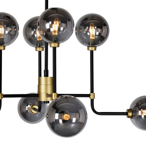 Zentique Abstract Sculptural Globe Pendant Light with Iron Frame & Hand-Finished Glass for Warm Ambient Décor W45.25 x H24.5 x D45.25 ZD7602-8B-G-SG