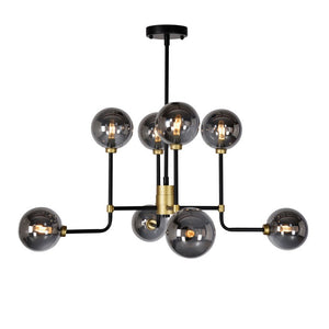 Zentique Abstract Sculptural Globe Pendant Light with Iron Frame & Hand-Finished Glass for Warm Ambient Décor W45.25 x H24.5 x D45.25 ZD7602-8B-G-SG