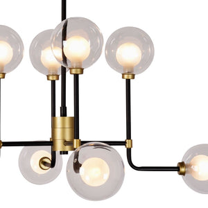 Zentique Abstract Sculptural Globe Pendant Light with Iron Frame & Hand-Finished Glass for Warm Ambient Décor W31.5 x H16 x D31.5 ZD7602-8B-G