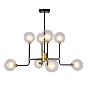 Zentique Abstract Sculptural Globe Pendant Light with Iron Frame & Hand-Finished Glass for Warm Ambient Décor W31.5 x H16 x D31.5 ZD7602-8B-G