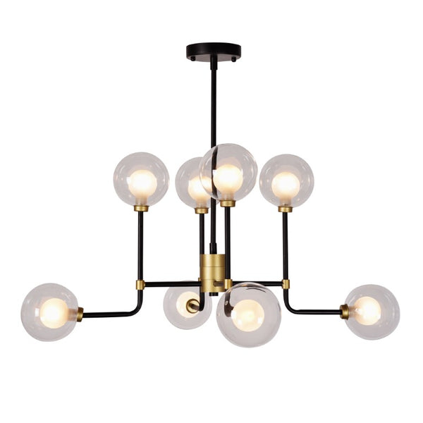 Zentique Abstract Sculptural Globe Pendant Light with Iron Frame & Hand-Finished Glass for Warm Ambient Décor W31.5 x H16 x D31.5 ZD7602-8B-G