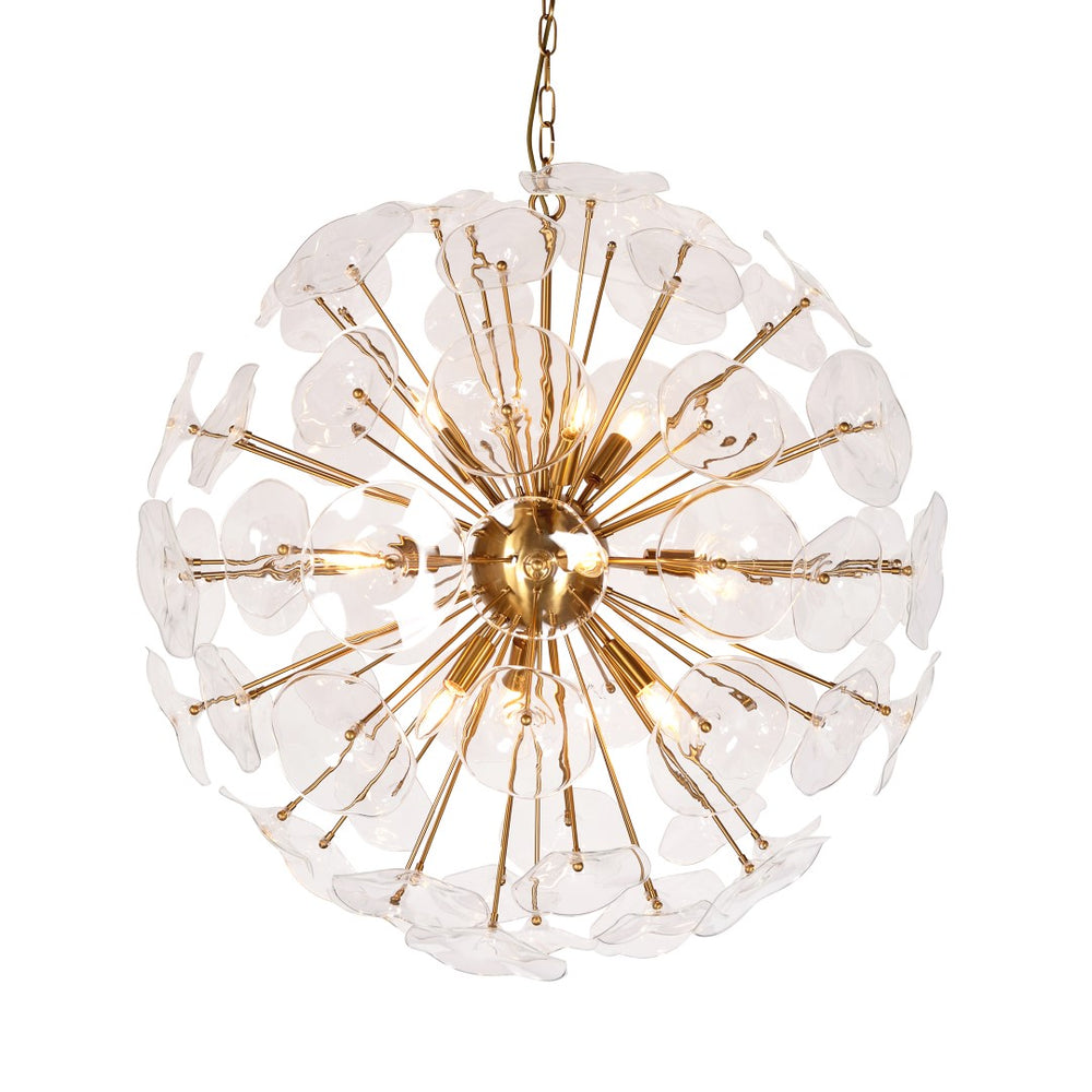 Petal Burst Pendant Light Large Gold, Clear Glass ZD7629-10BR Zentique