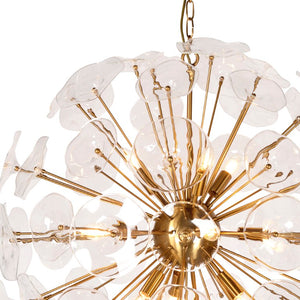Zentique Petal Oversized Burst Pendant Light – Sculptural Layered Glass Petals, Iron Frame, Ambient Glow ZD7629-10BR