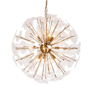 Zentique Petal Oversized Burst Pendant Light – Sculptural Layered Glass Petals, Iron Frame, Ambient Glow ZD7629-10BR