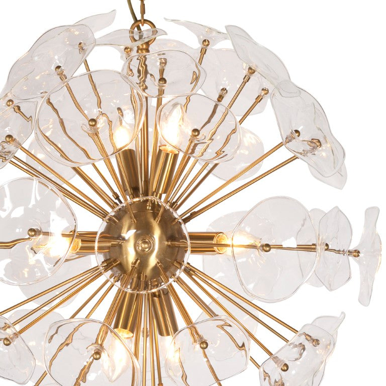 Zentique Petal Sculptural Pendant Light with Layered Glass Petals, Iron Frame, Ambient Glow for Dining (96 chars) ZD7629-8BR