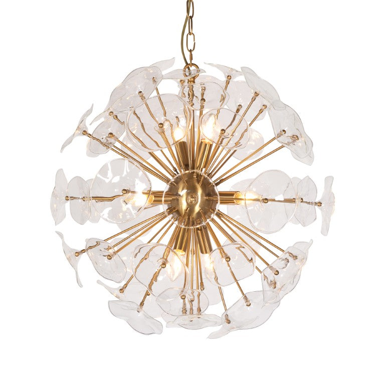 Zentique Petal Sculptural Pendant Light with Layered Glass Petals, Iron Frame, Ambient Glow for Dining (96 chars) ZD7629-8BR